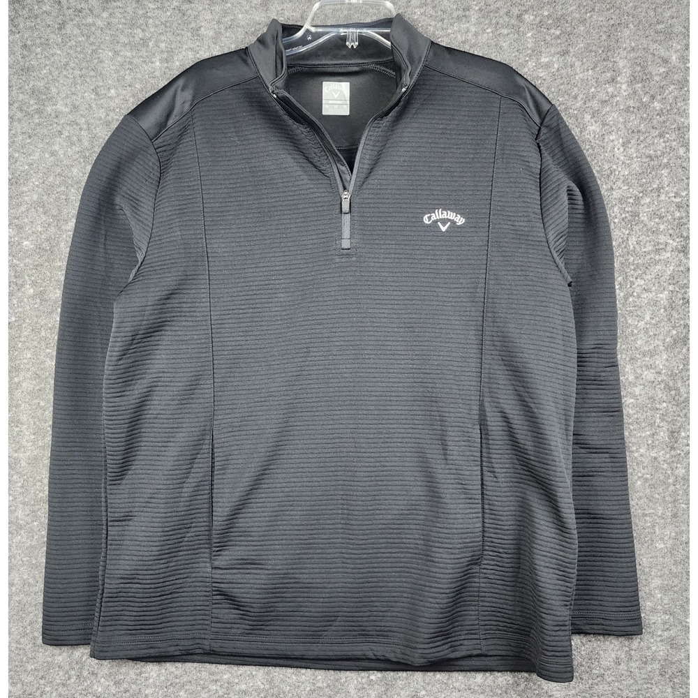 Callaway Quarter Zip Pullover Mens XL Black Opti-Dri Textured Golf Sweater
